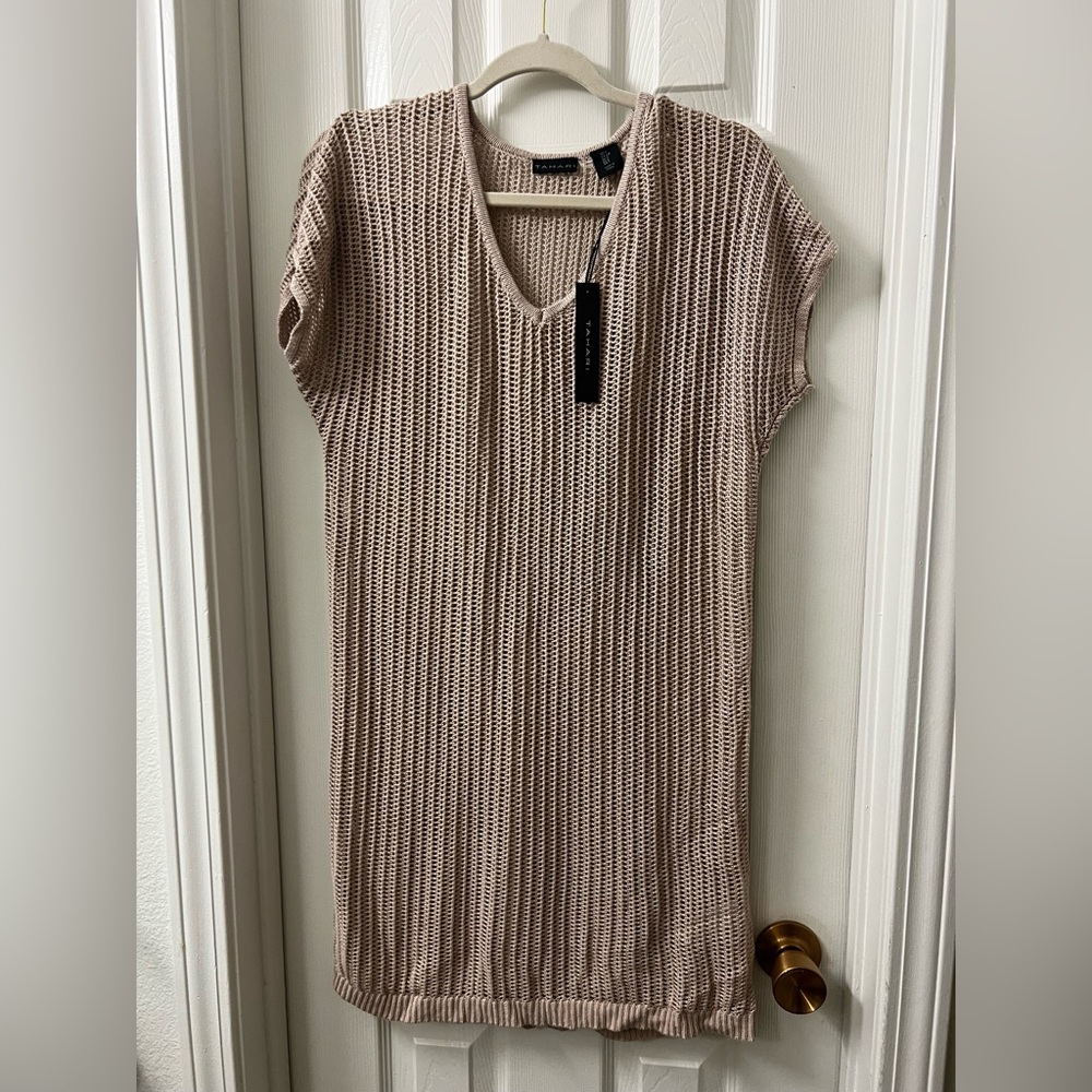 Tahari Soft Beige Knit Swim Coverup